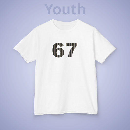 Striped 67 Tee Fun Trending Kids Cotton T Shirt Six Seven Youth
