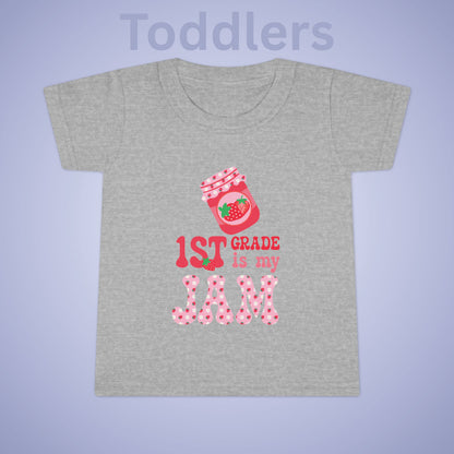 First Grade is my Jam Strawberry Kids Cotton T Shirt Back To School Toddler