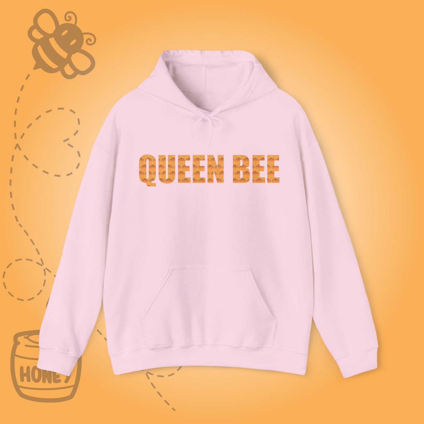 Queen Bee Sweet As Honey  Honeycomb Word Art Design Hoodie Sweatshirt