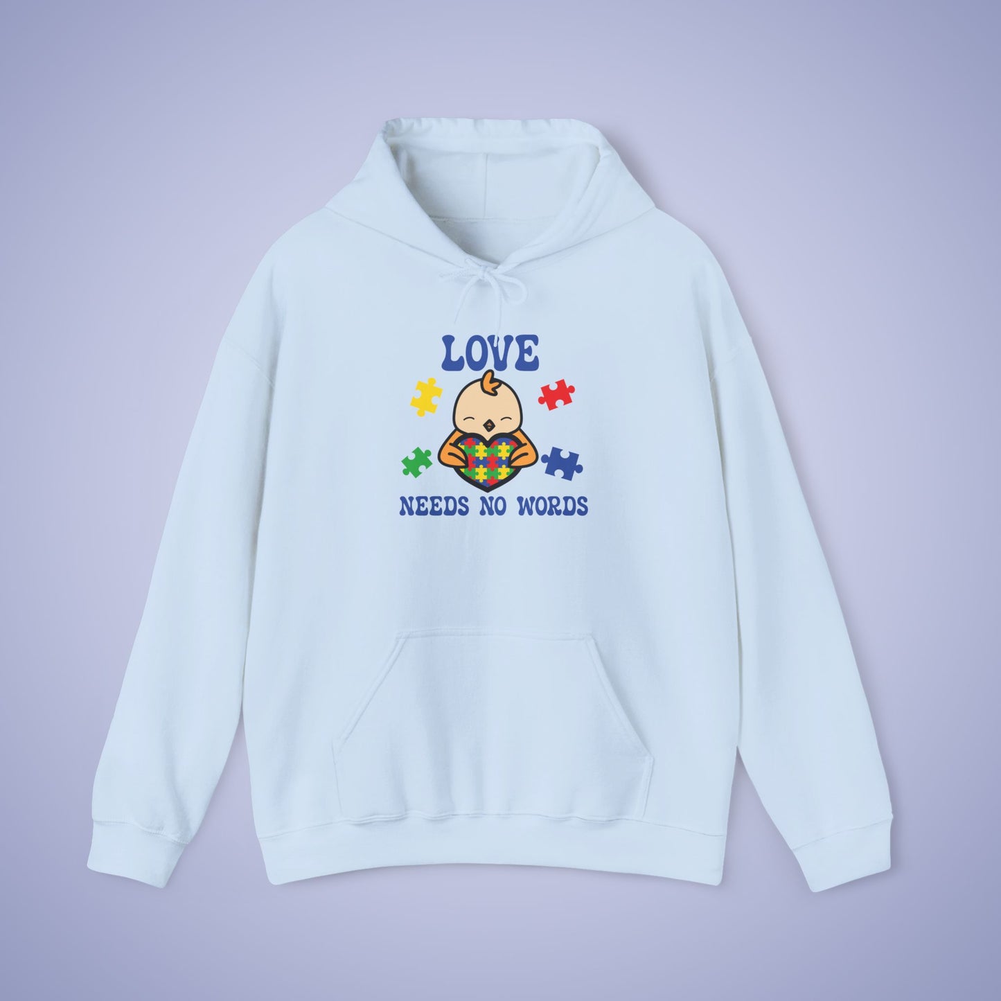 Love Needs No Words Chicken Lover Graphic Autism Awareness Hoodie Unisex