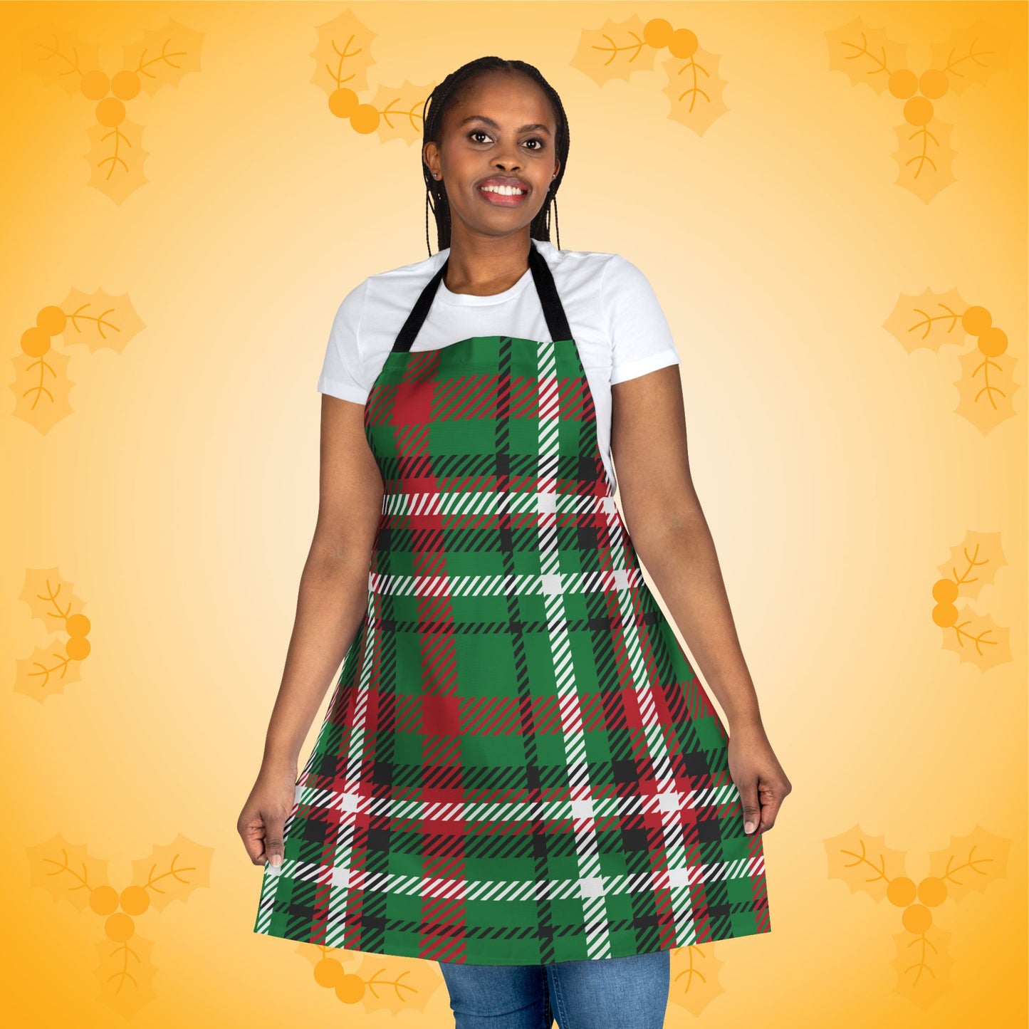 Peppermint Stripe Check Christmas Plaid Kitchen Apron