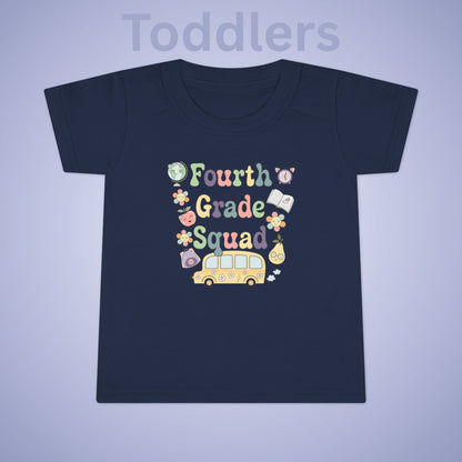 Fourth Grade Squad Fun Retro Kids Cotton T Shirt Back To School Toddler