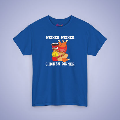 Weiner Weiner Chicken Dinner Funny Hot Dog T-Shirt | Hot Dog Lover Gift White