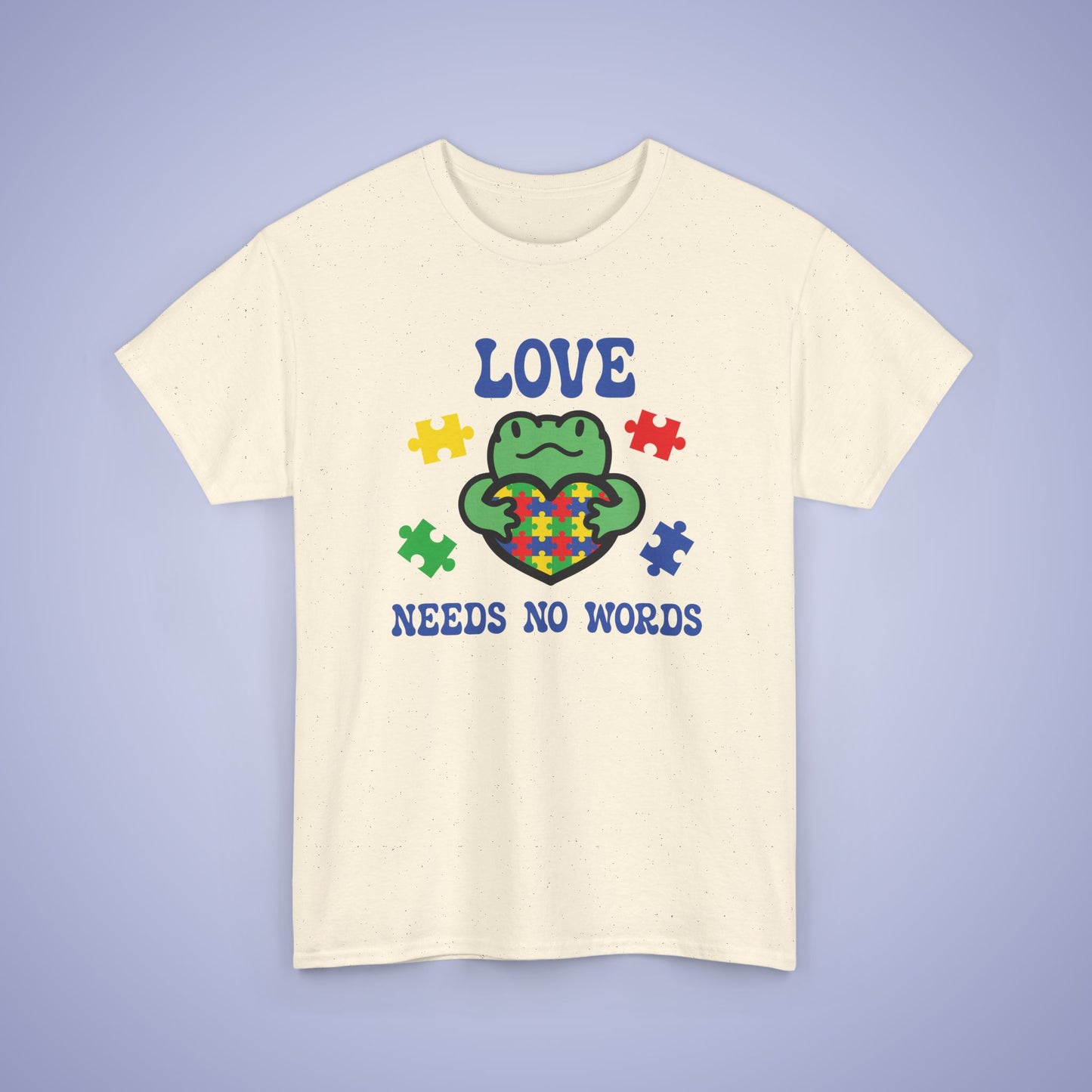 Frog Puzzle Heart Graphic Love Needs No Words Autism Awareness Unisex T Shirt