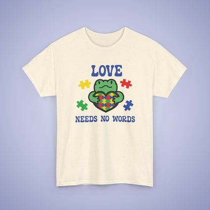 Frog Puzzle Heart Graphic Love Needs No Words Autism Awareness Unisex T Shirt