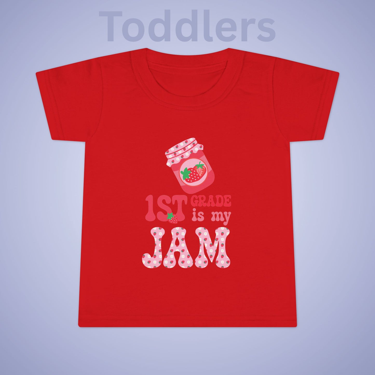 First Grade is my Jam Strawberry Kids Cotton T Shirt Back To School Toddler