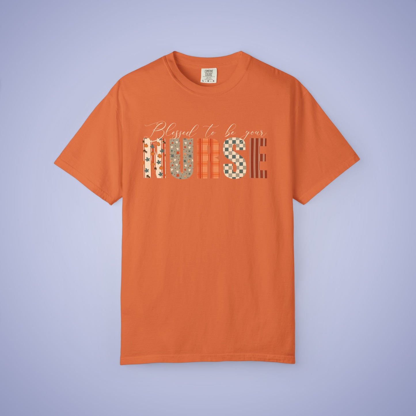 Blessed to be Your Nurse Black Thanksgiving Patterned Word Art Comfort T Shirt Unisex