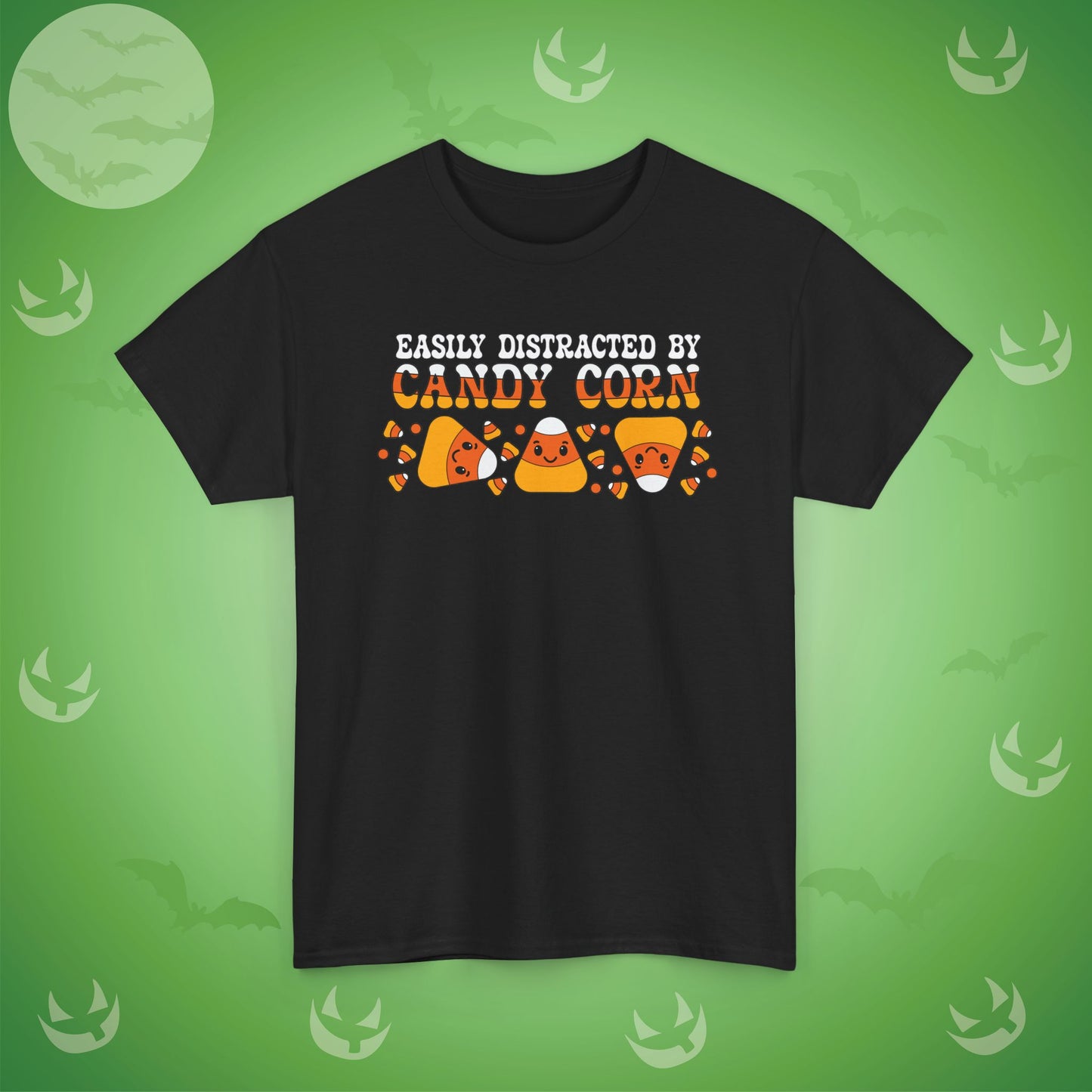 Easily Distracted by Candy Corn Halloween T-Shirt | Funny Graphic Design
