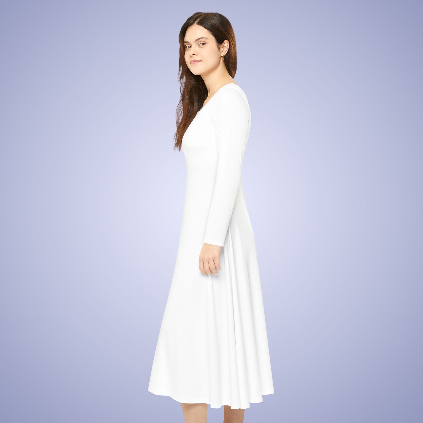 Women's Blank White Long Sleeve Dance Dress