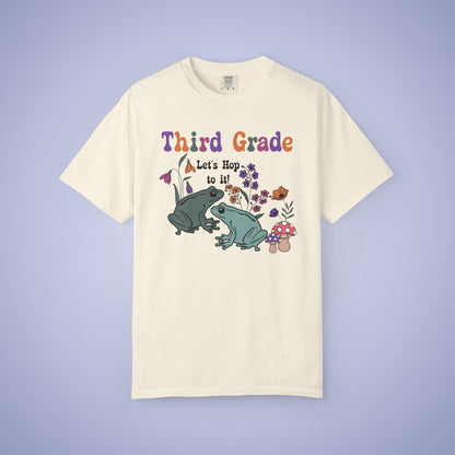 Third Grade Lets Hop To It Teacher T Shirt Frogs Comfort Colors Unisex Back to School
