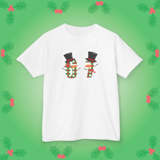 Snowman Patterned Text Christmas 67 Tee Fun Trending Kids Cotton T Shirt Six Seven Youth