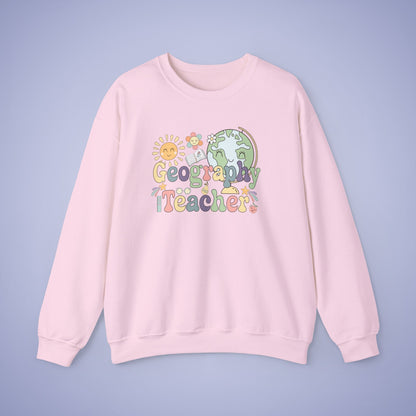 Geography Teacher Crewneck Sweatshirt Retro Unisex Back to School