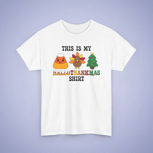 This is My HalloThankMas Shirt Candy Corn Halloween Thanksgiving Christmas Unisex T Shirt