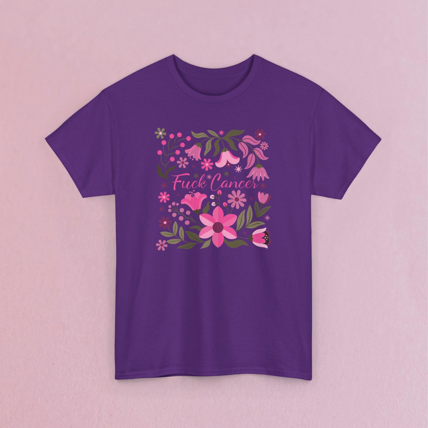 Fuck Cancer Pink Boho Floral Breast Cancer Awareness Unisex T Shirt