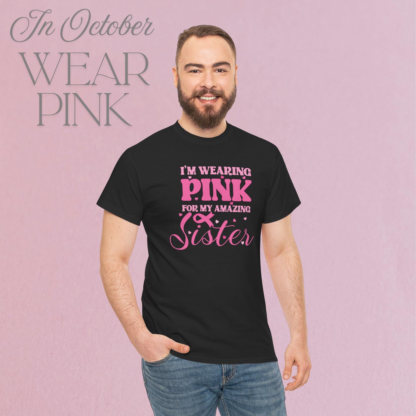 Im Wearing Pink for my Loved One Personalized Breast Cancer Awareness Unisex T Shirt
