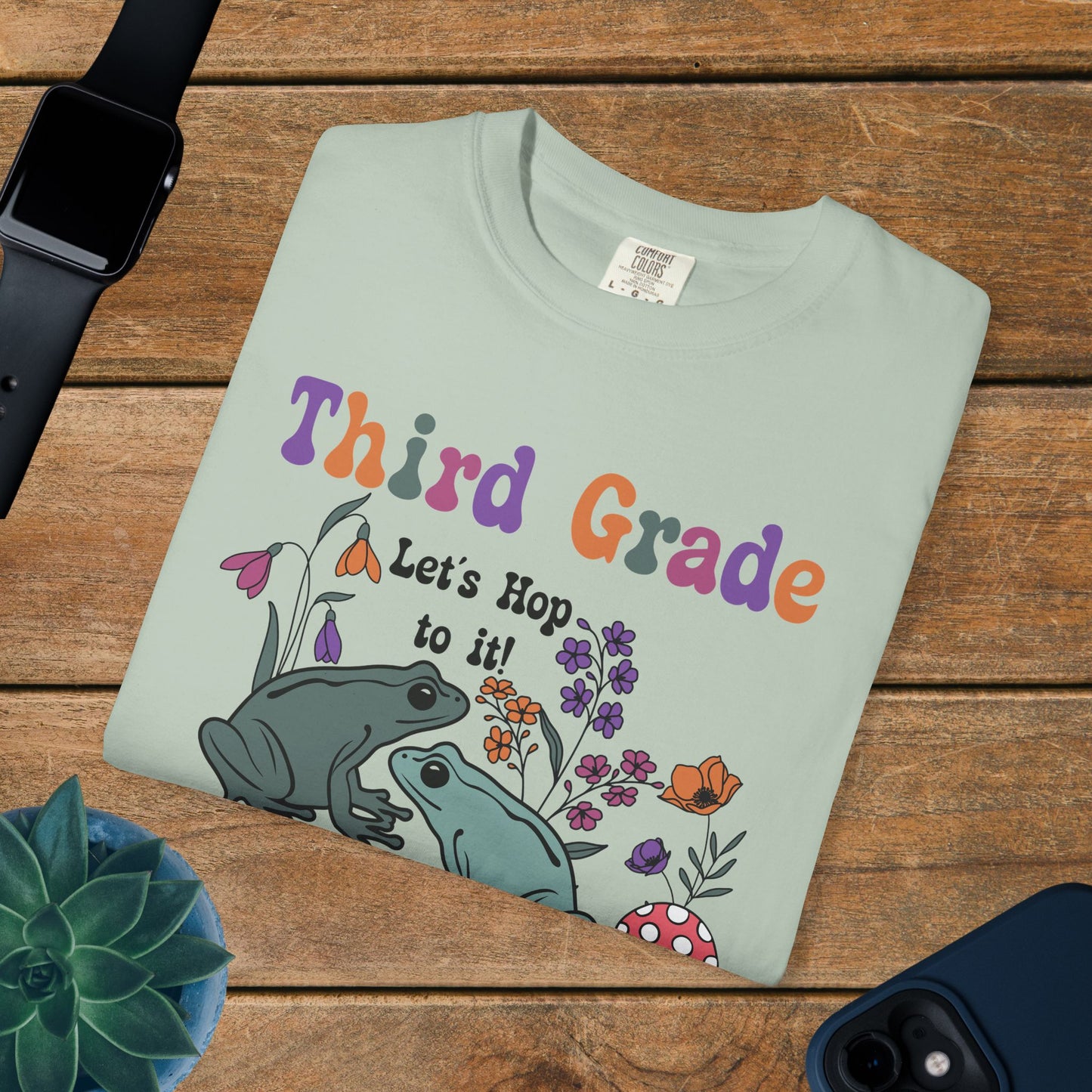 Third Grade Lets Hop To It Teacher T Shirt Frogs Comfort Colors Unisex Back to School