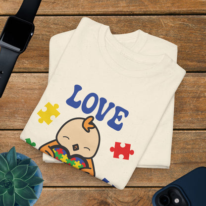 Chicken Puzzle Heart Graphic Love Needs No Words Autism Awareness Unisex T Shirt