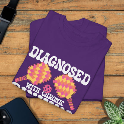 Diagnosed with a Chronic Dinking Disorder Funny Doctor Pickleball T Shirt White Graphic Design