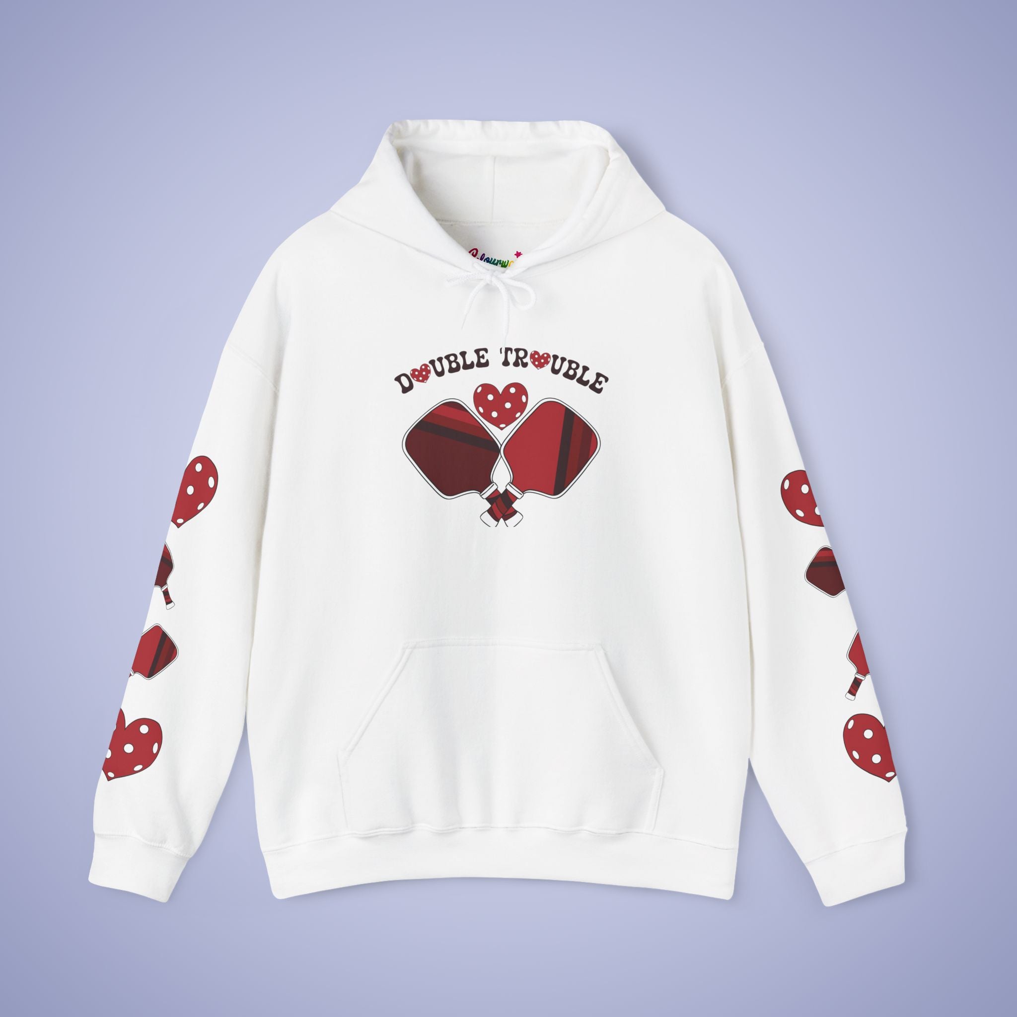 Double Trouble Pickleball Hoodie | Couple Matching Pickleball Lover Gift Light Crimson Version