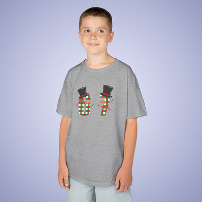 Snowman Patterned Text Christmas 67 Tee Fun Trending Kids Cotton T Shirt Six Seven Youth