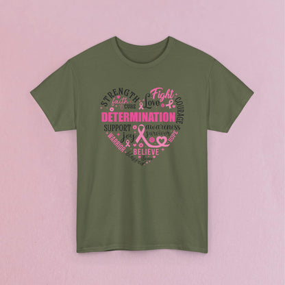 Heart Full of Fight Support Love Courage and Cure Breast Cancer Awareness Unisex T Shirt