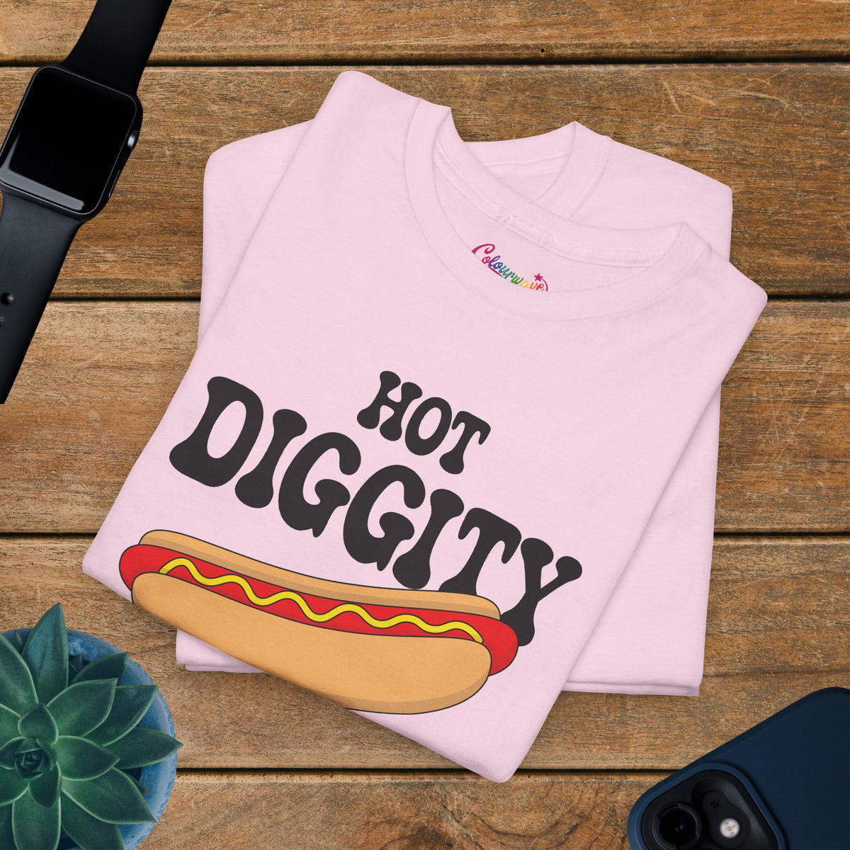 Hot Diggity Dog Funny Hot Dog T-Shirt | Hot Dog Lover Gift Black