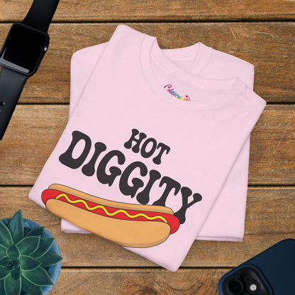 Hot Diggity Dog Funny Hot Dog T-Shirt | Hot Dog Lover Gift Black
