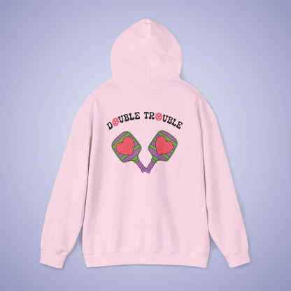 Double Trouble Pickleball Team Couple Gift Hoodie Graphic Design Sweatshirt
