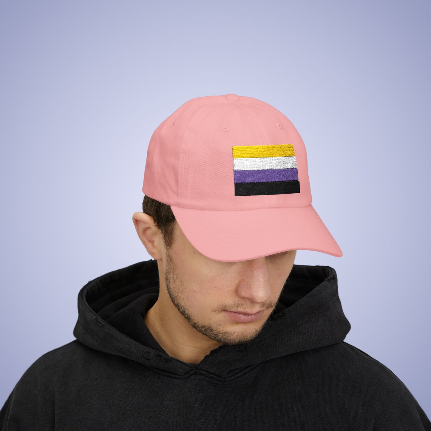 Non Binary Flag Pride Month Embroidered Classic Dad Cap Unisex Coloured Embroidery