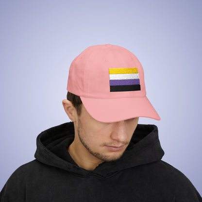 Non Binary Flag Pride Month Embroidered Classic Dad Cap Unisex Coloured Embroidery