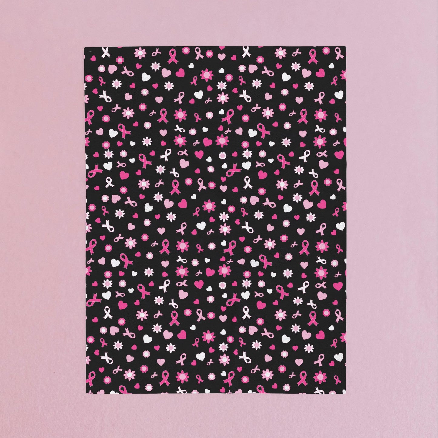 Breast Cancer Awareness Black Velveteen Plush Blanket 3 Sizes Chemotherapy Gift