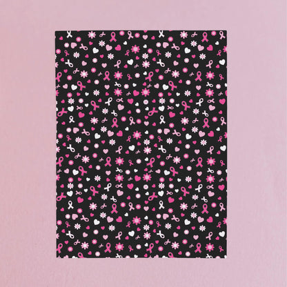 Breast Cancer Awareness Black Velveteen Plush Blanket 3 Sizes Chemotherapy Gift