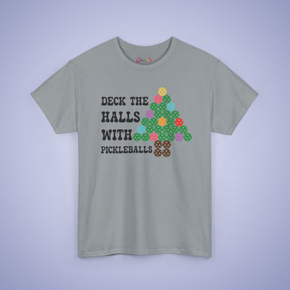 Deck the Halls with Pickleballs Christmas Tee Graphic Design T Shirt