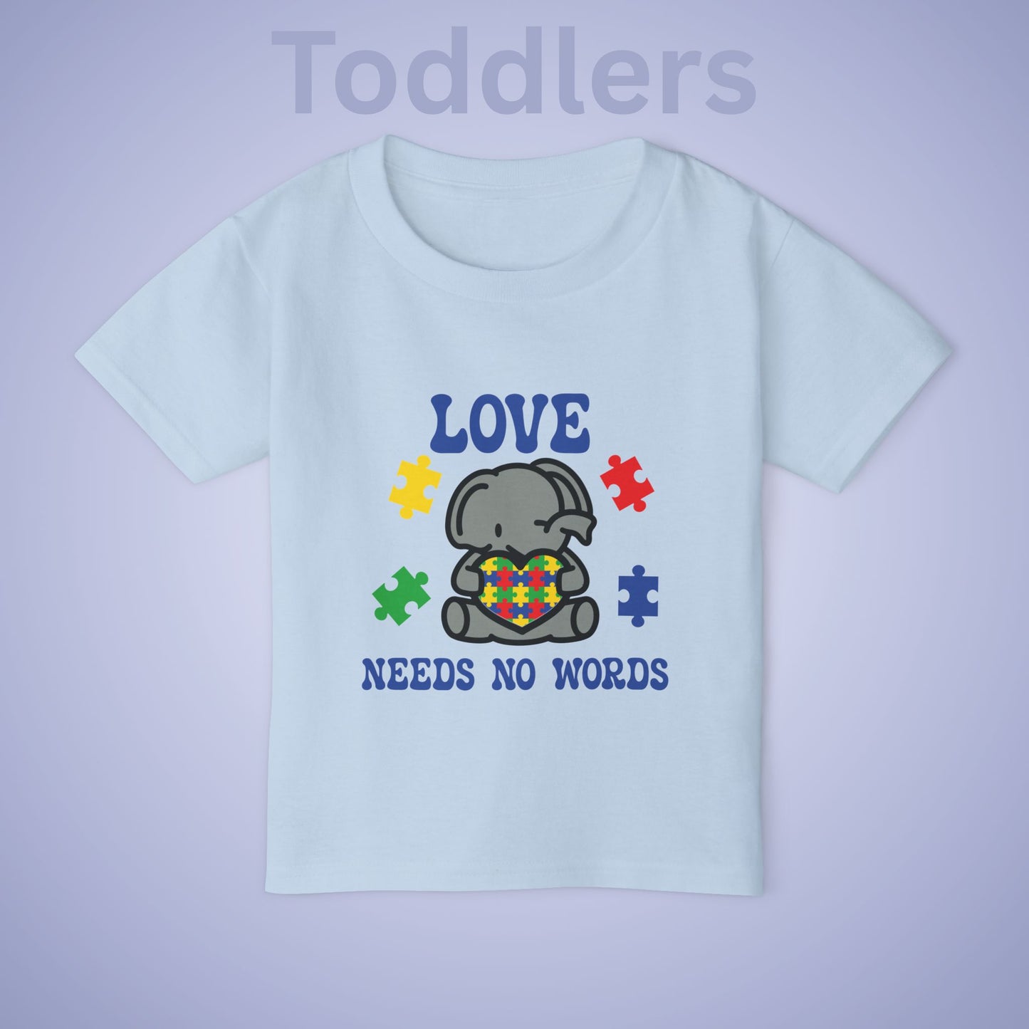 Love Needs No Words Elephant Graphic Autism Awareness Cotton Toddler T Shirt