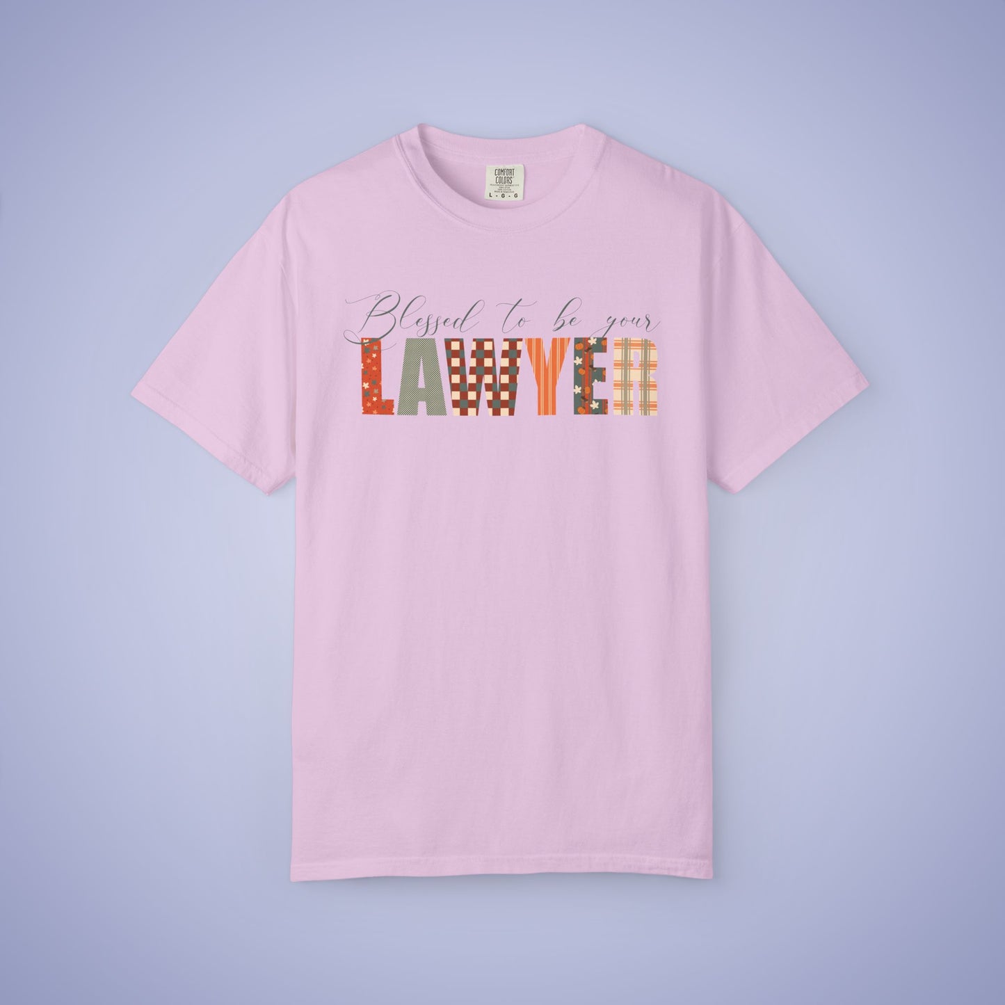 Blessed to be Your Lawyer White Thanksgiving Patterned Word Art Comfort T Shirt Unisex