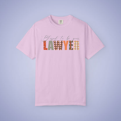 Blessed to be Your Lawyer White Thanksgiving Patterned Word Art Comfort T Shirt Unisex