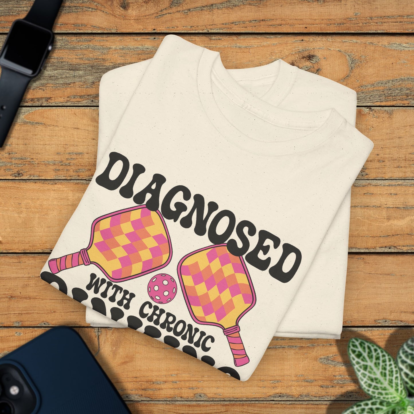 Diagnosed with a Chronic Dinking Disorder Funny Doctor Pickleball T Shirt Black Graphic Design