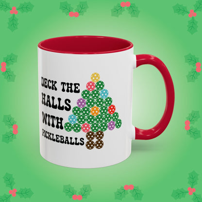 Deck the Halls with Pickleballs Pickleball Mug | Christmas Pickleball Gift Mug