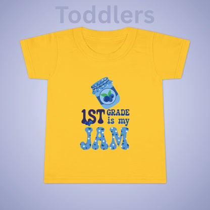 First Grade is my Jam Blueberry Kids Cotton T Shirt Back To School Toddler