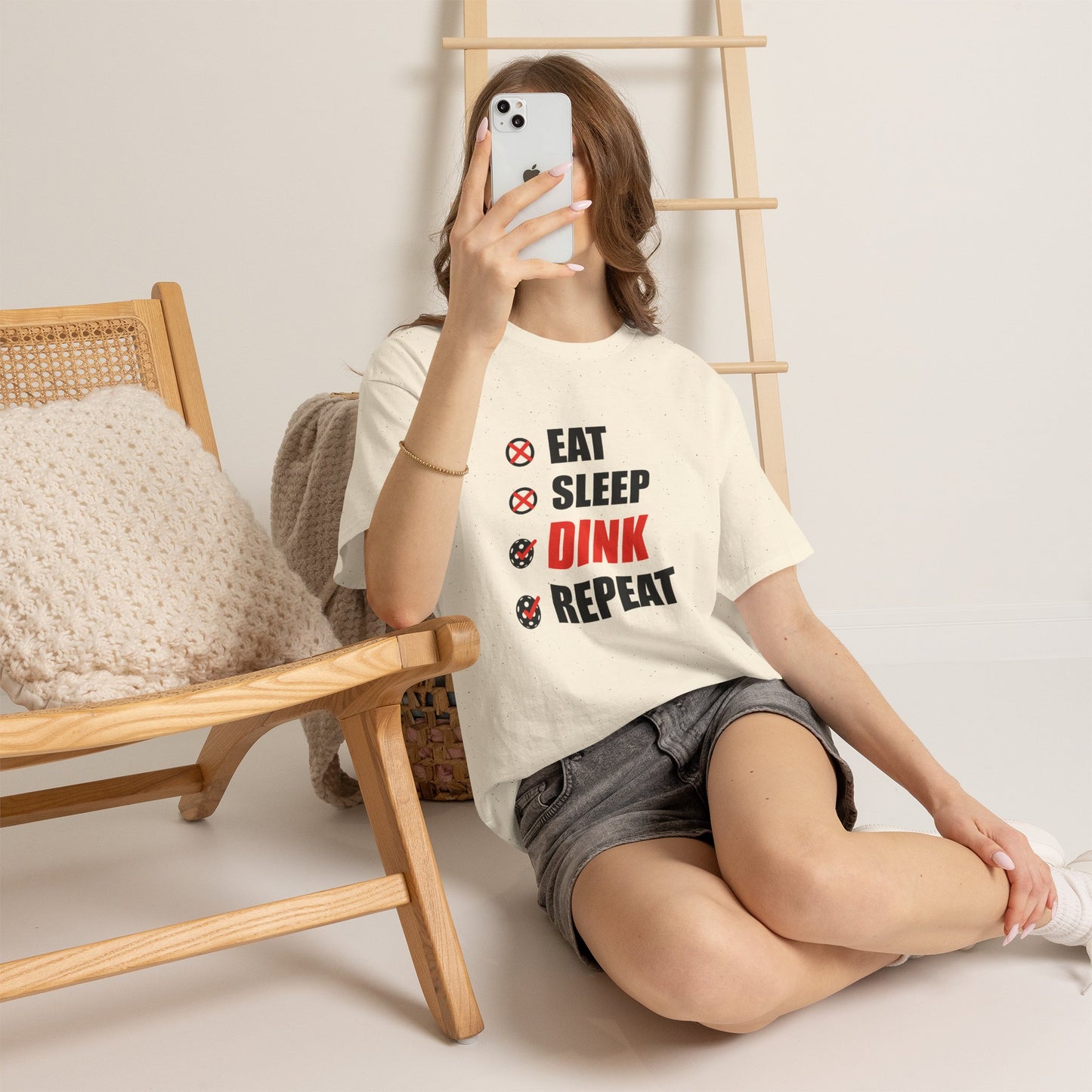 Eat Sleep Dink Repeat Funny Pickleball T Shirt Black Text Design