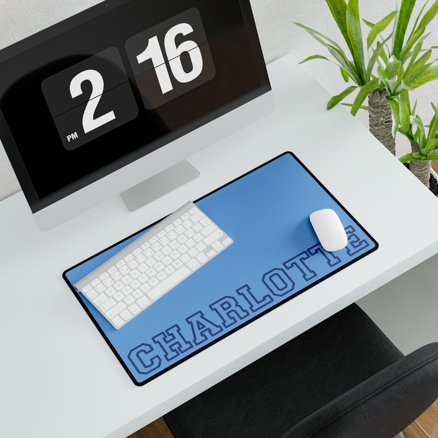 University Style Personalized Name Desk Mat Light Blue