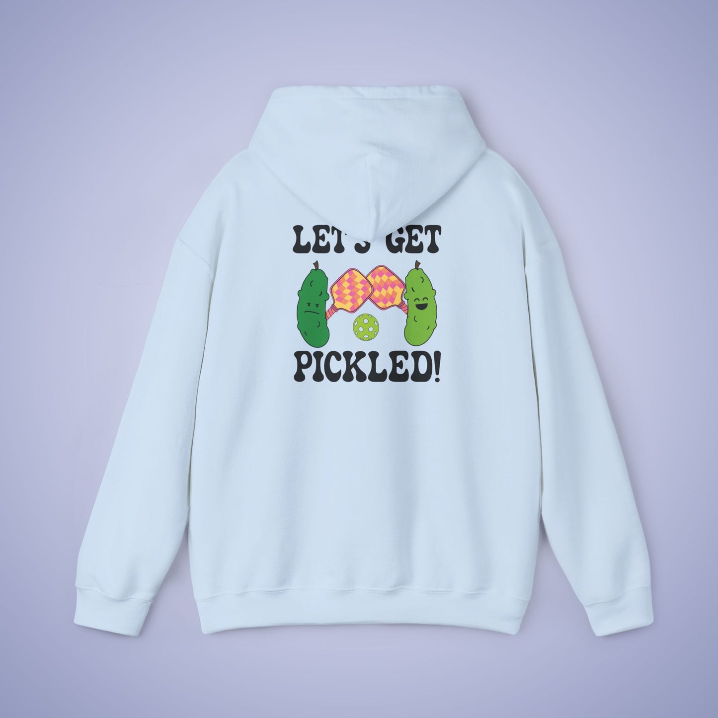 Lets Get Pickled Funny Alcohol Drinking Pickleball Hoodie Black Graphic Design
