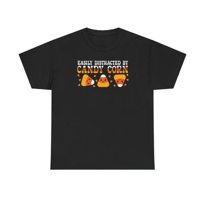 Easily Distracted By Candy Corn White Halloween Candy Unisex T Shirt