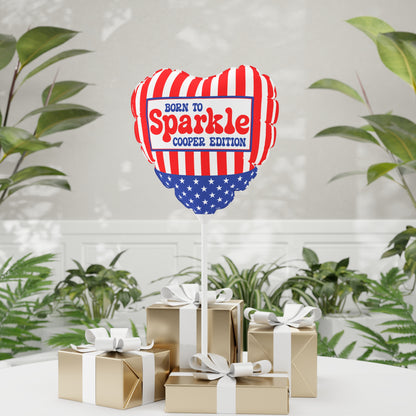 Born to Sparkle Personalized Patriotic July 4th Home Decor Party Balloon USA Flag