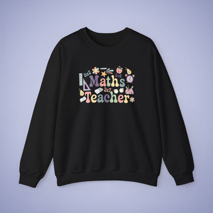 Maths Teacher Crewneck Sweatshirt Retro Unisex Back to School