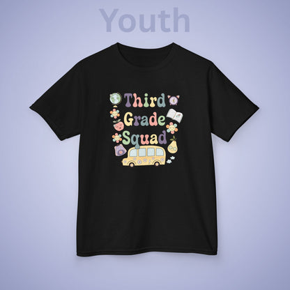 Third Grade Squad Retro Fun Kids Cotton T Shirt Back To School Youth
