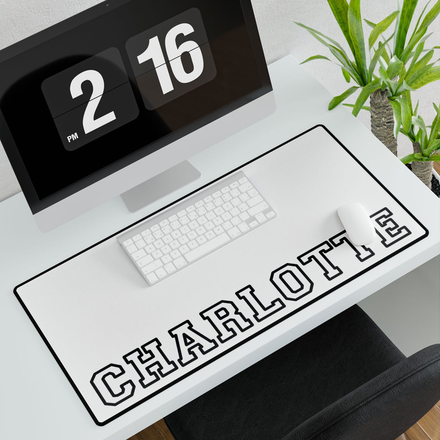 University Style Personalized Name Desk Mat White