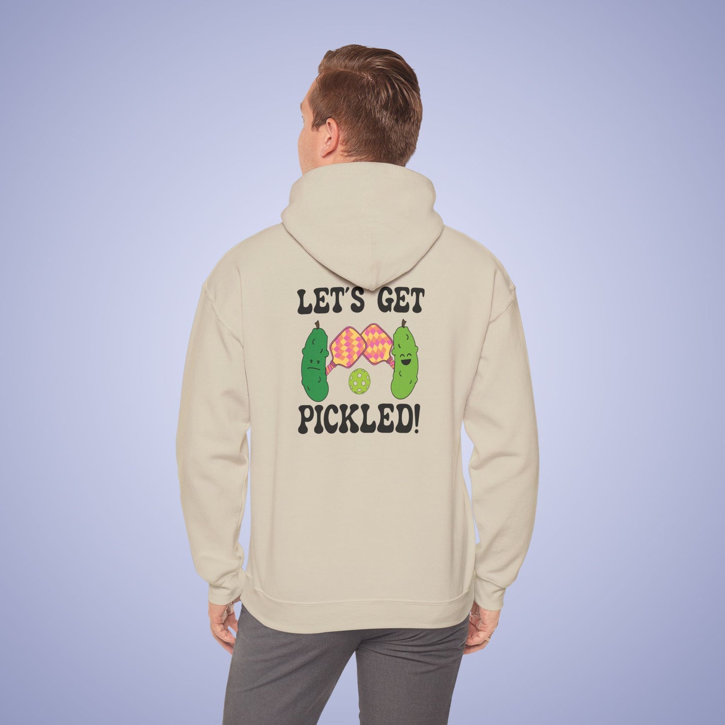 Lets Get Pickled Funny Alcohol Drinking Pickleball Hoodie Black Graphic Design