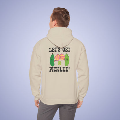 Lets Get Pickled Funny Alcohol Drinking Pickleball Hoodie Black Graphic Design