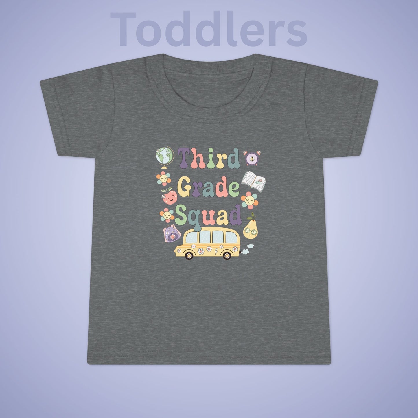 Third Grade Squad Fun Retro Kids Cotton T Shirt Back To School Toddler